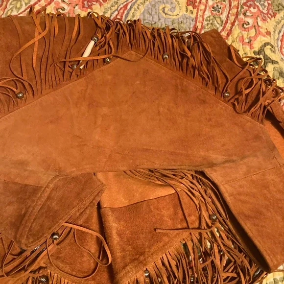 Liz & Parker suede leather fringe western vest M - Picture 8 of 8